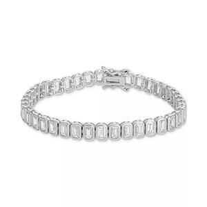 Cubic Zirconia Rectangle Tennis Bracelet in Sterling Silver
